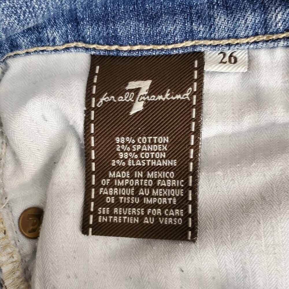 7 For All Mankind Womens Crop Straight Leg Jeans Size 26 Blue Denim Cotton Blend - Picture 5 of 11